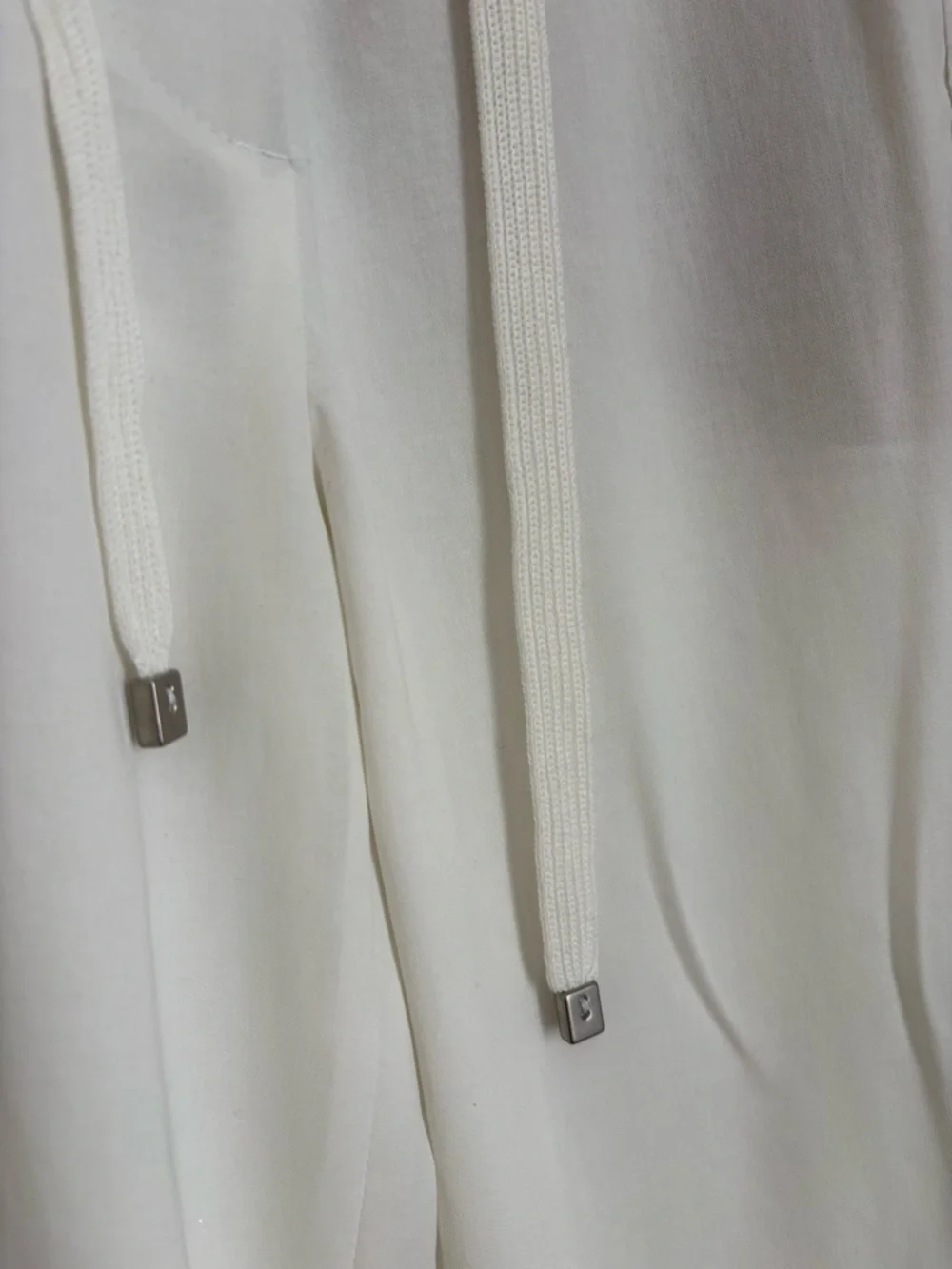 NEW ON WEBSITE! Marc Cain Cream Linen Blend Drawstring Tapered Pants Small - Picture 5 of 11